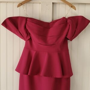 Alexander By Daymor NEW Fushia Pink Off Shoulder Maxi Gown Dress Size 6 #1376